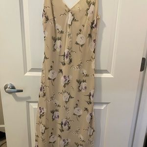 Floral off white/light beige midi dress